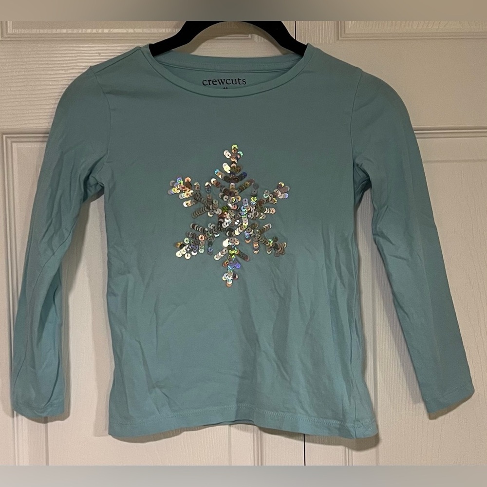 Girls Crewcuts Long Sleeved Top With Sequin Snowflake